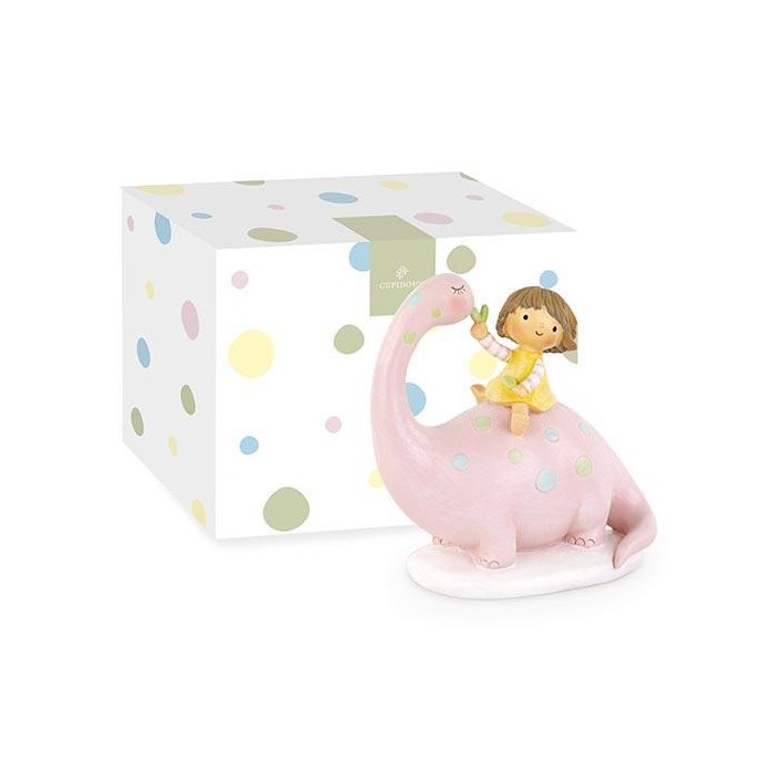 DINOSAURO ROSA CON BAMBINA 13XH13.5 CON SCATOLA